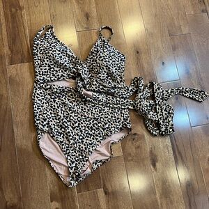 Aerie Leopard Full Coverage One Piece XL